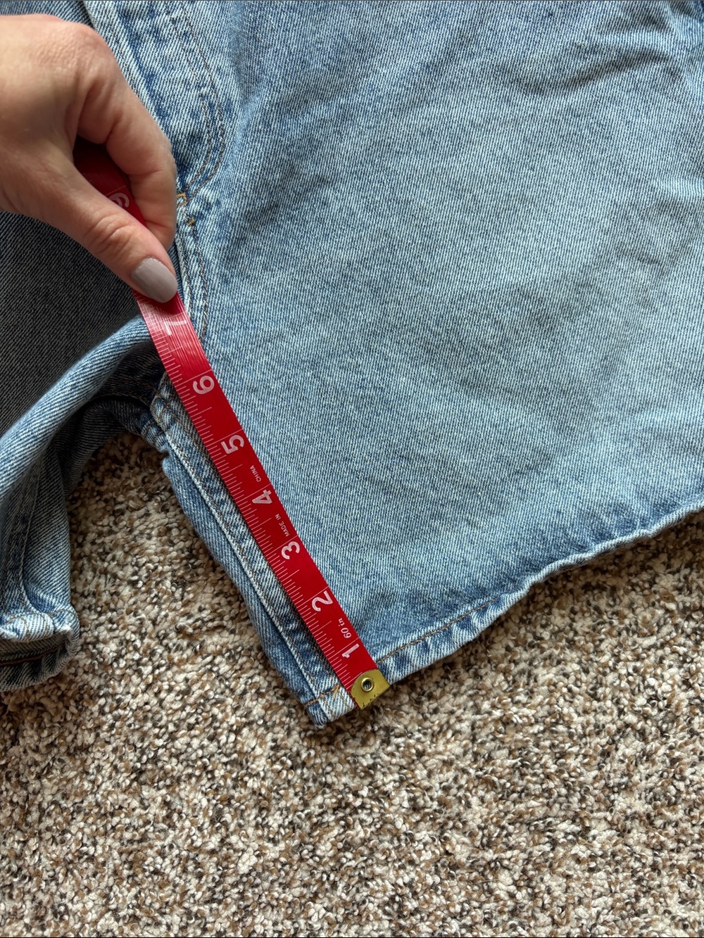 Agolde Light Blue High-Rise cross cross 100% organic cotton Denim Shorts - Picture 8 of 10